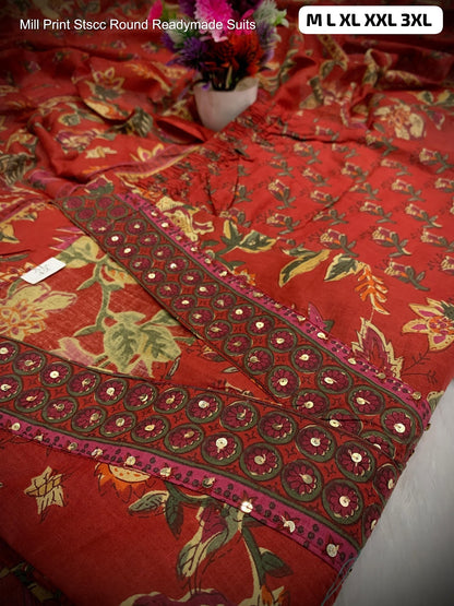 Mill Print Stscc Premium Cotton Readymade Plazzo Style Suits Wholesale Price