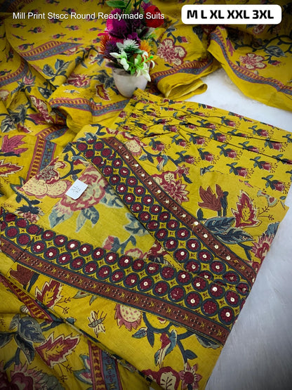 Mill Print Stscc Premium Cotton Readymade Plazzo Style Suits Wholesale Price