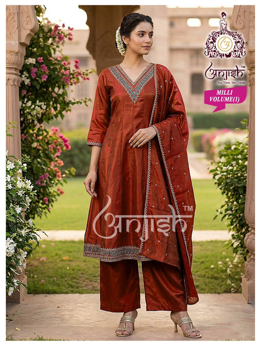 Milli Vol 2 Anjish Roman Readymade Anarkali Suits Exporter India