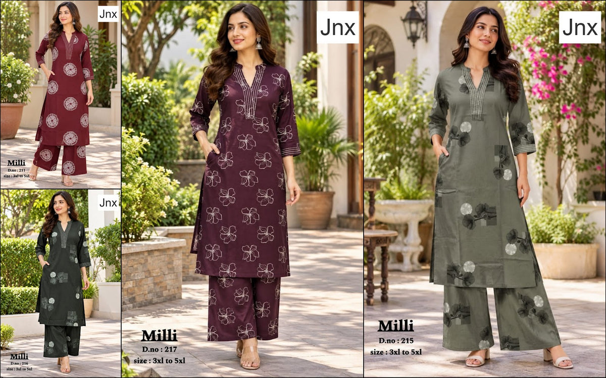 Milli 251026 Jnx Rayon 22Kg Co Ord Set Wholesale Price