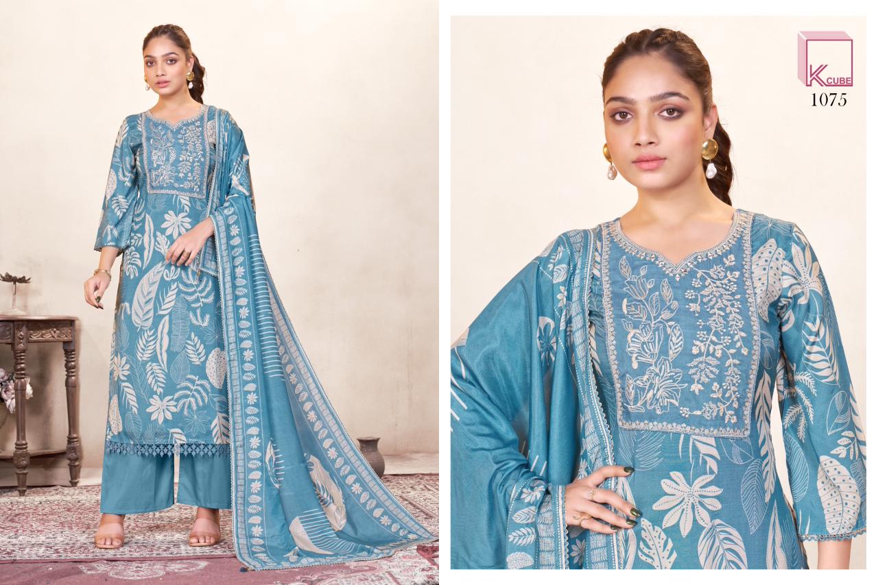 Millie 1075 K Cube Muslin Silk Plazzo Style Suits Supplier Gujarat
