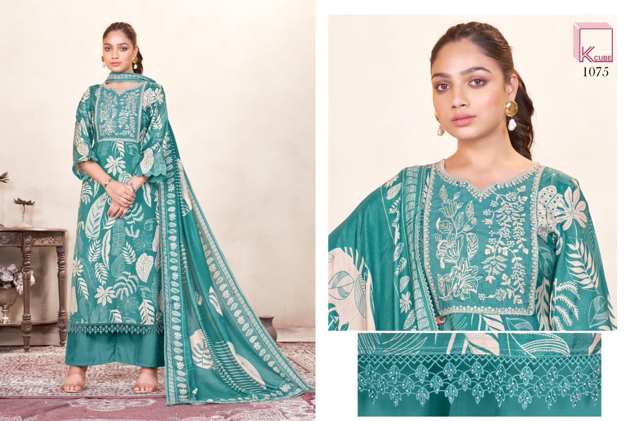 Millie 1075 K Cube Muslin Silk Plazzo Style Suits Supplier Gujarat