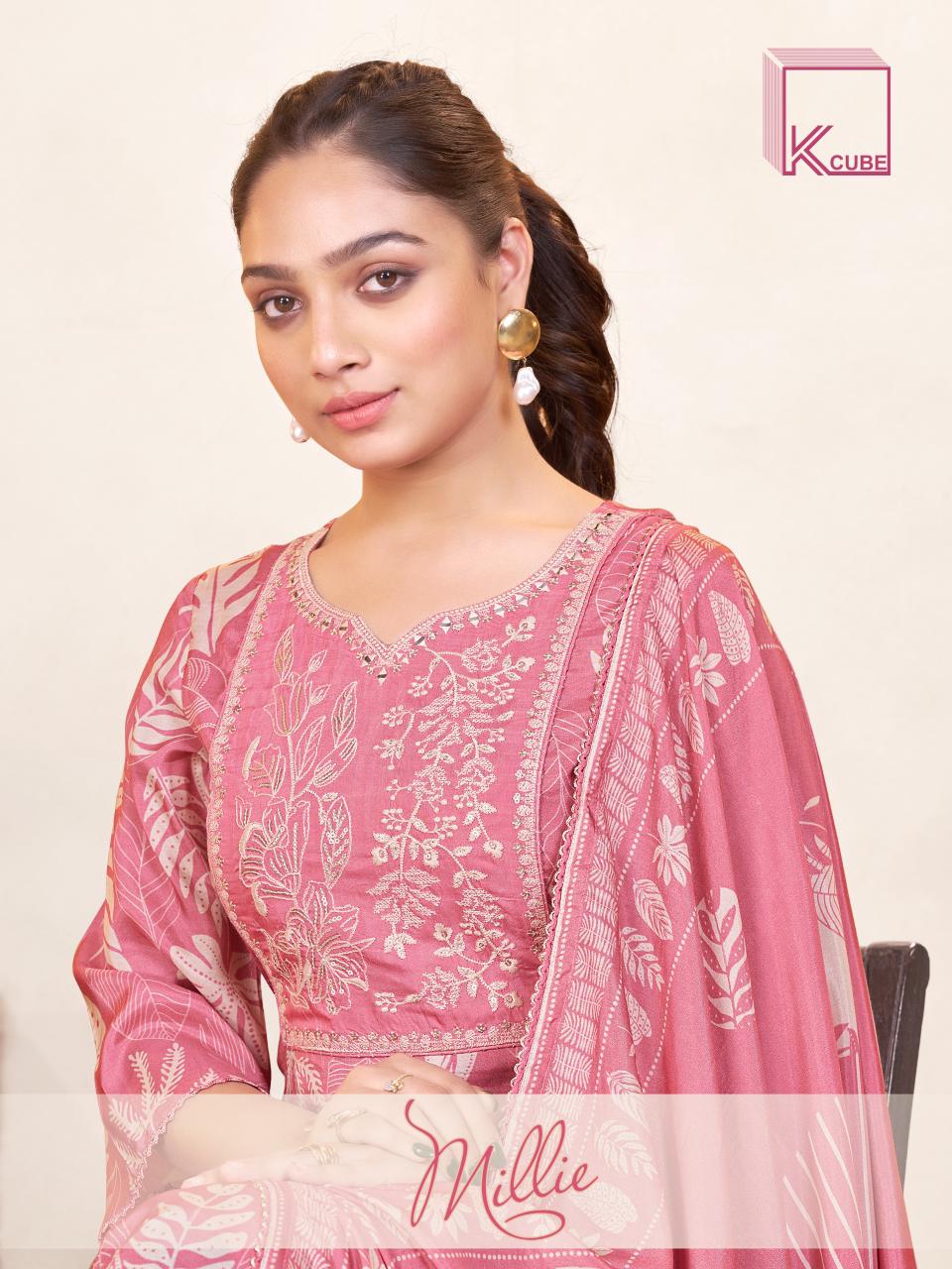 Millie 1075 K Cube Muslin Silk Plazzo Style Suits Supplier Gujarat