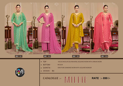 Millie Four Dots Viscose Muslin Plazzo Style Suits Wholesale Price