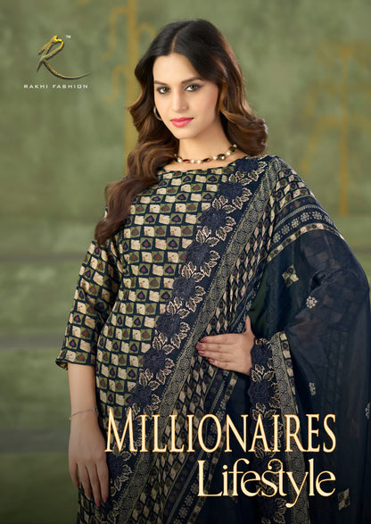 Millionaires Lifestyle 55661 Rakhi Fashion Bemberg Pant Style Suits Manufacturer Ahmedabad