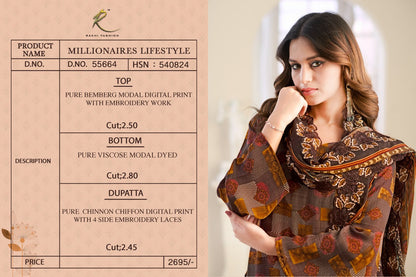 Millionaires Lifestyle 55664 Rakhi Fashion Bemberg Pant Style Suits Wholesale Price