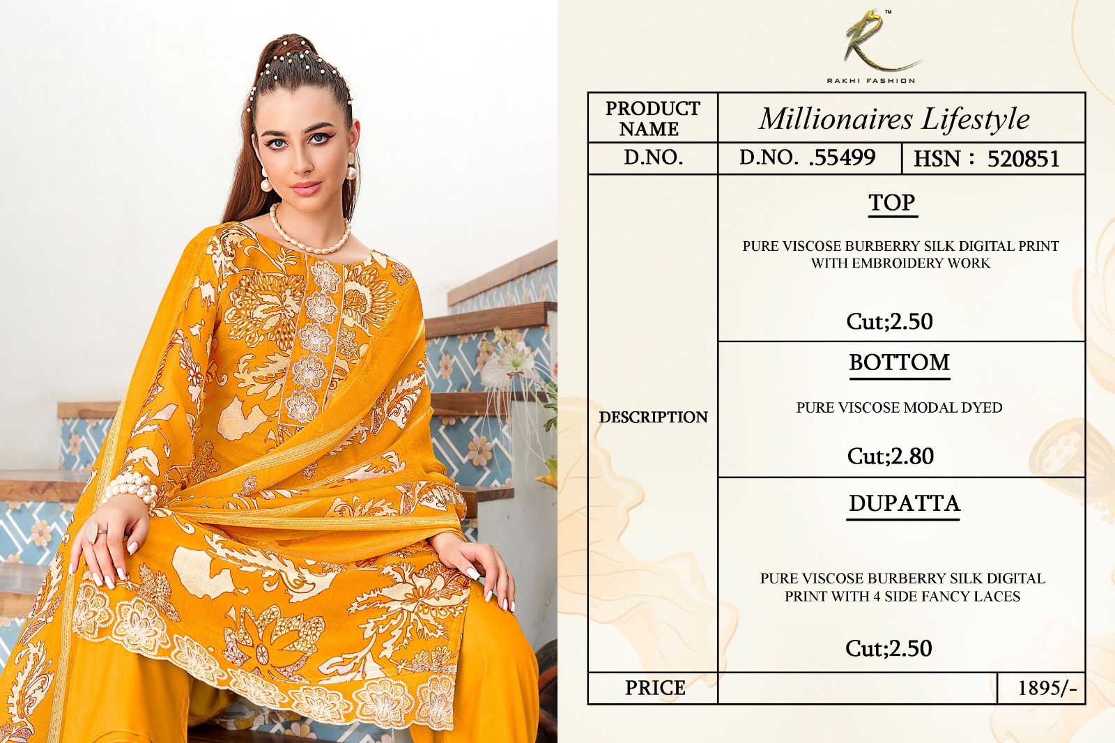 Millionaires Lifestyle Rakhi Fashion Pure Viscose Pant Style Suits Wholesaler