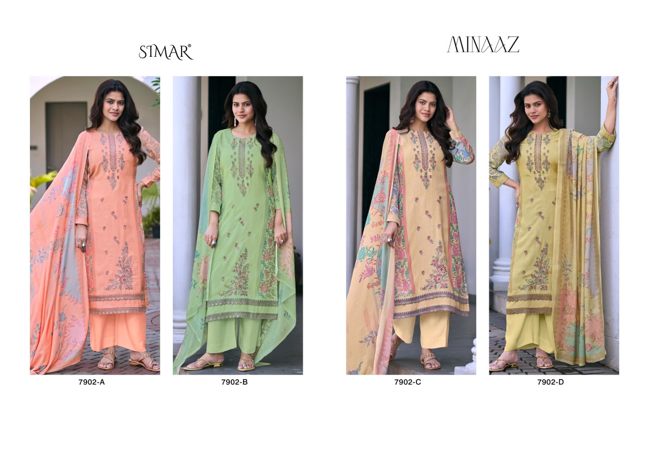 Minaaz Simar Viscose Muslin Pant Style Suits Wholesaler Ahmedabad