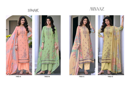 Minaaz Simar Viscose Muslin Pant Style Suits Wholesaler Ahmedabad