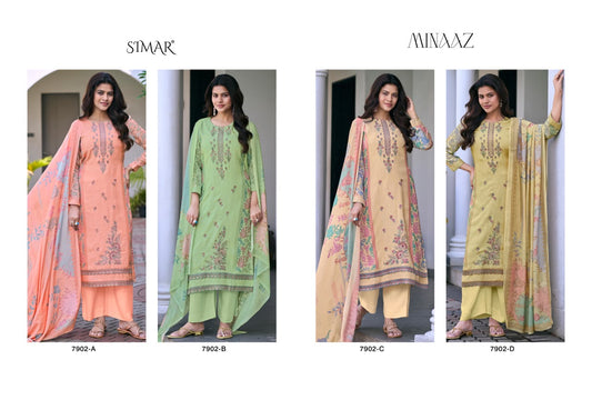 Minaaz Simar Viscose Muslin Pant Style Suits Wholesaler Ahmedabad