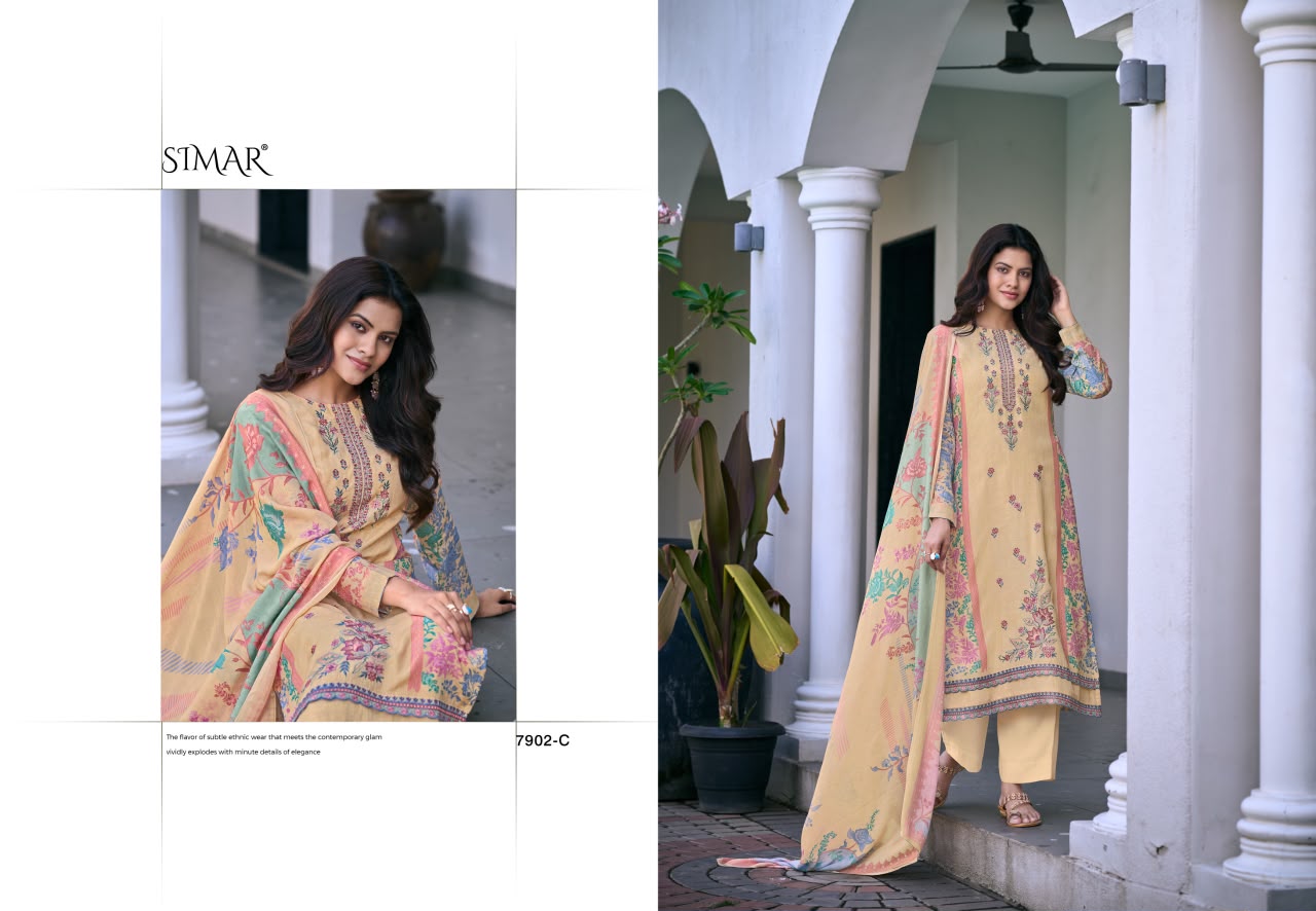 Minaaz Simar Viscose Muslin Pant Style Suits Wholesaler Ahmedabad