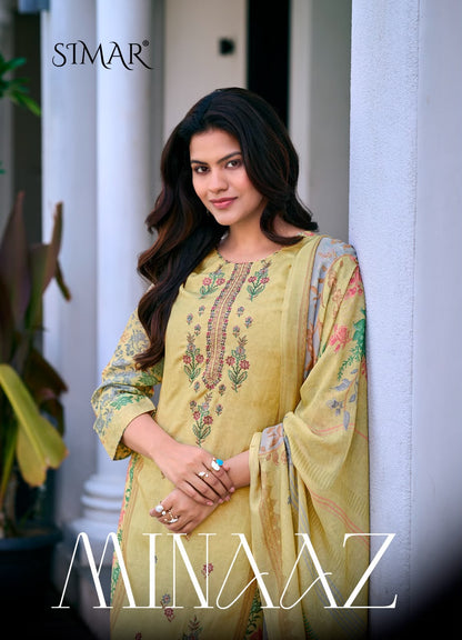 Minaaz Simar Viscose Muslin Pant Style Suits Wholesaler Ahmedabad