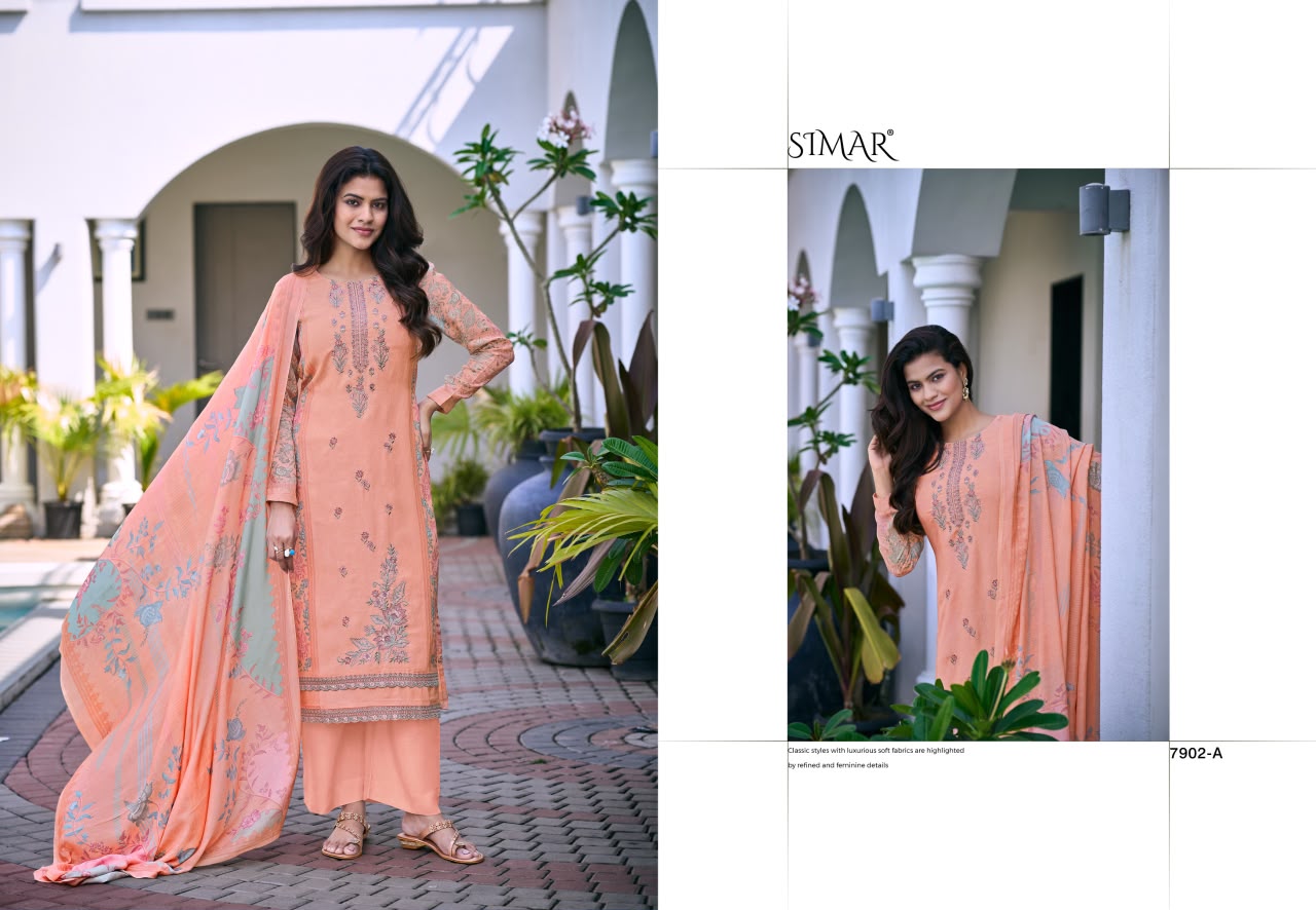 Minaaz Simar Viscose Muslin Pant Style Suits Wholesaler Ahmedabad