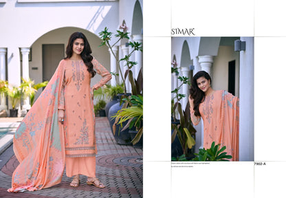 Minaaz Simar Viscose Muslin Pant Style Suits Wholesaler Ahmedabad