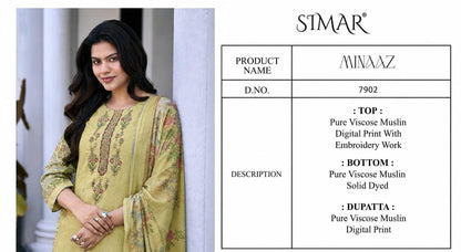Minaaz Simar Viscose Muslin Pant Style Suits Wholesaler Ahmedabad