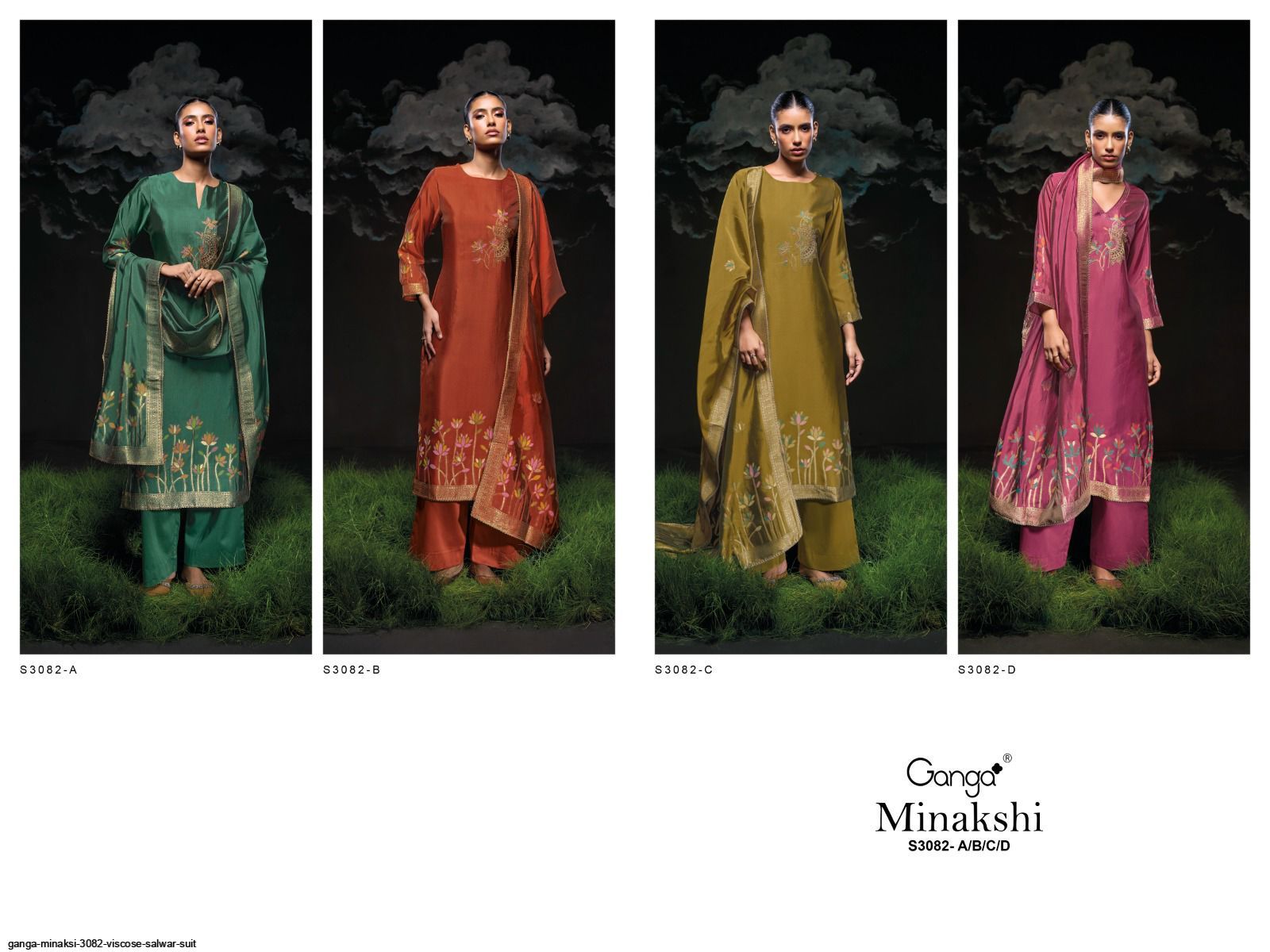 Minakshi 3082 Ganga Premium Viscose Plazzo Style Suits Manufacturer India