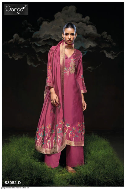 Minakshi 3082 Ganga Premium Viscose Plazzo Style Suits Manufacturer India