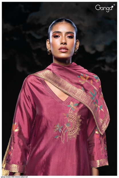 Minakshi 3082 Ganga Premium Viscose Plazzo Style Suits Manufacturer India