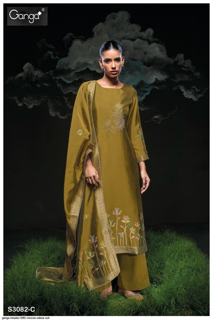 Minakshi 3082 Ganga Premium Viscose Plazzo Style Suits Manufacturer India