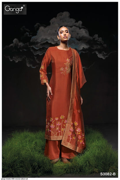 Minakshi 3082 Ganga Premium Viscose Plazzo Style Suits Manufacturer India