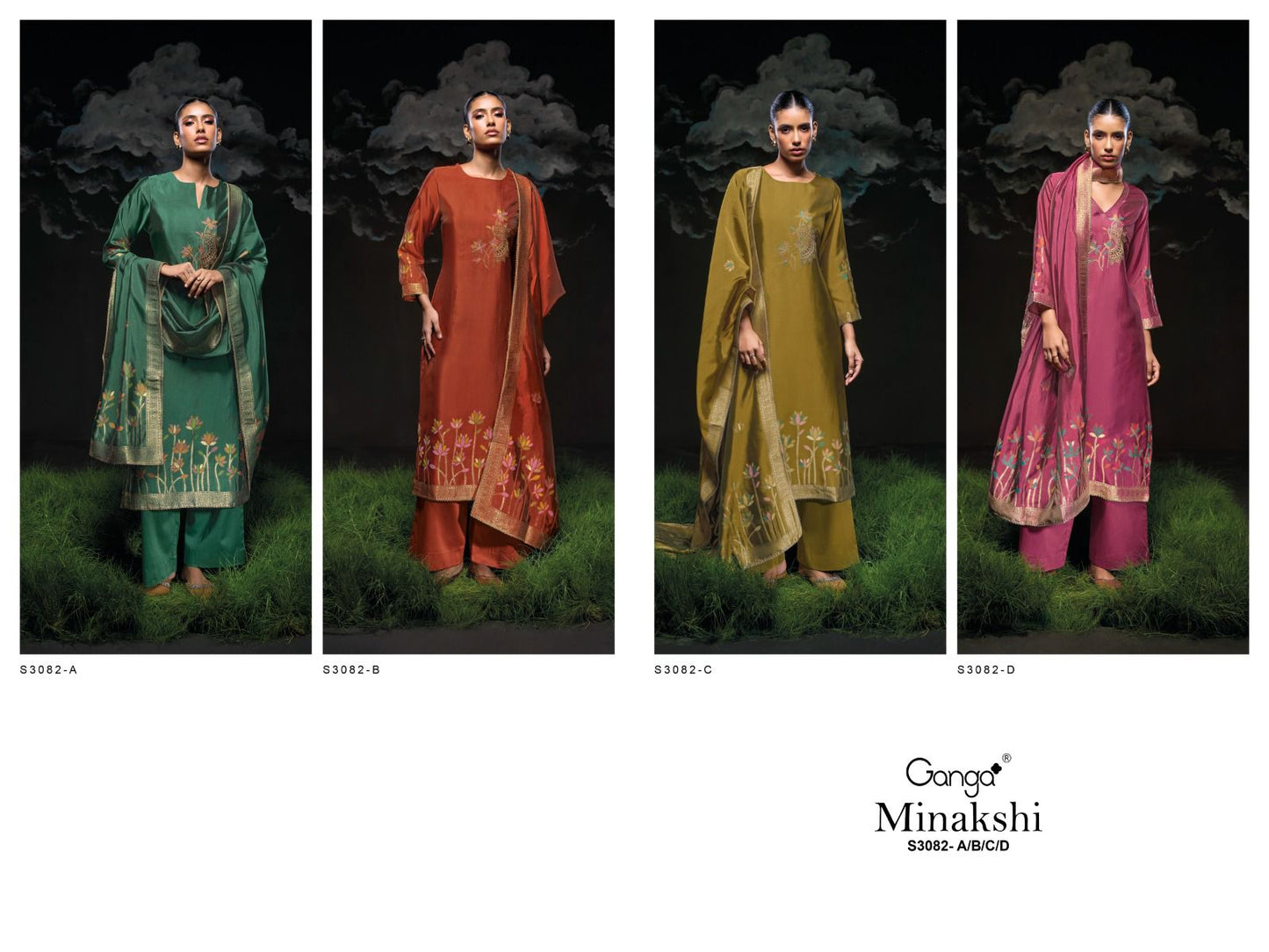 Minaksi S3082 Ganga Viscose Plazzo Style Suits Supplier Ahmedabad