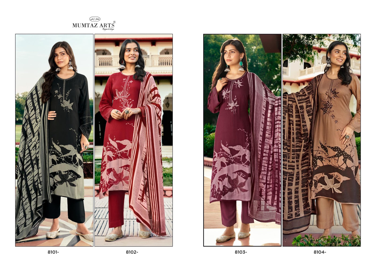 Minara Mumtaz Arts Viscose Pashmina Suits Supplier India