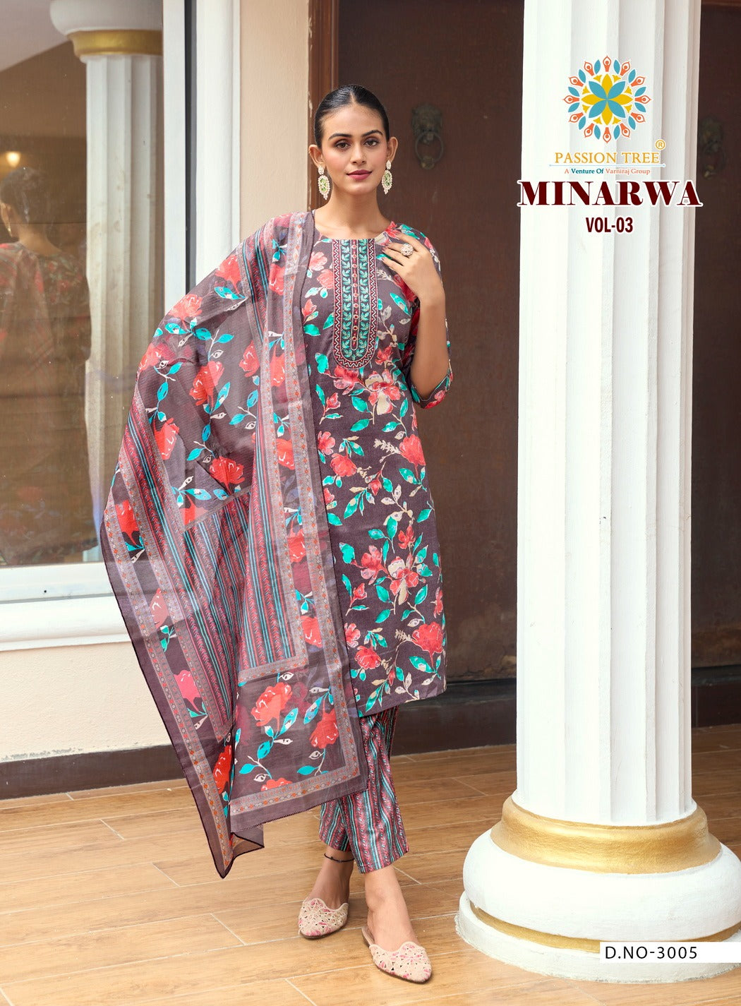 Minarva Vol 3 Passion Tree Capsule Readymade Pant Style Suits Exporter Ahmedabad