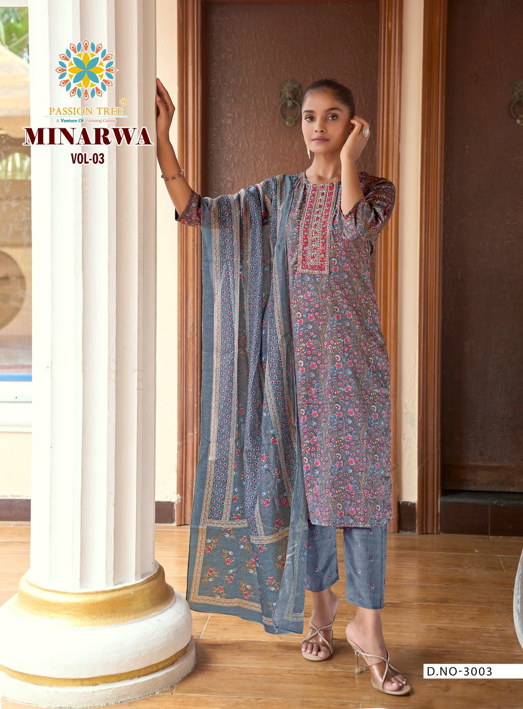 Minarva Vol 3 Passion Tree Capsule Readymade Pant Style Suits Exporter Ahmedabad
