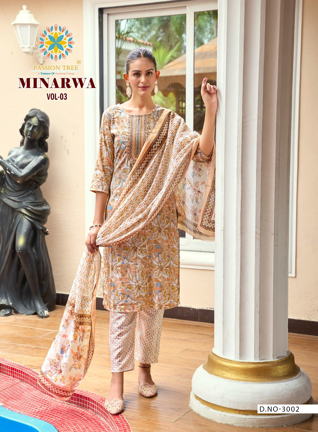Minarva Vol 3 Passion Tree Capsule Readymade Pant Style Suits Exporter Ahmedabad