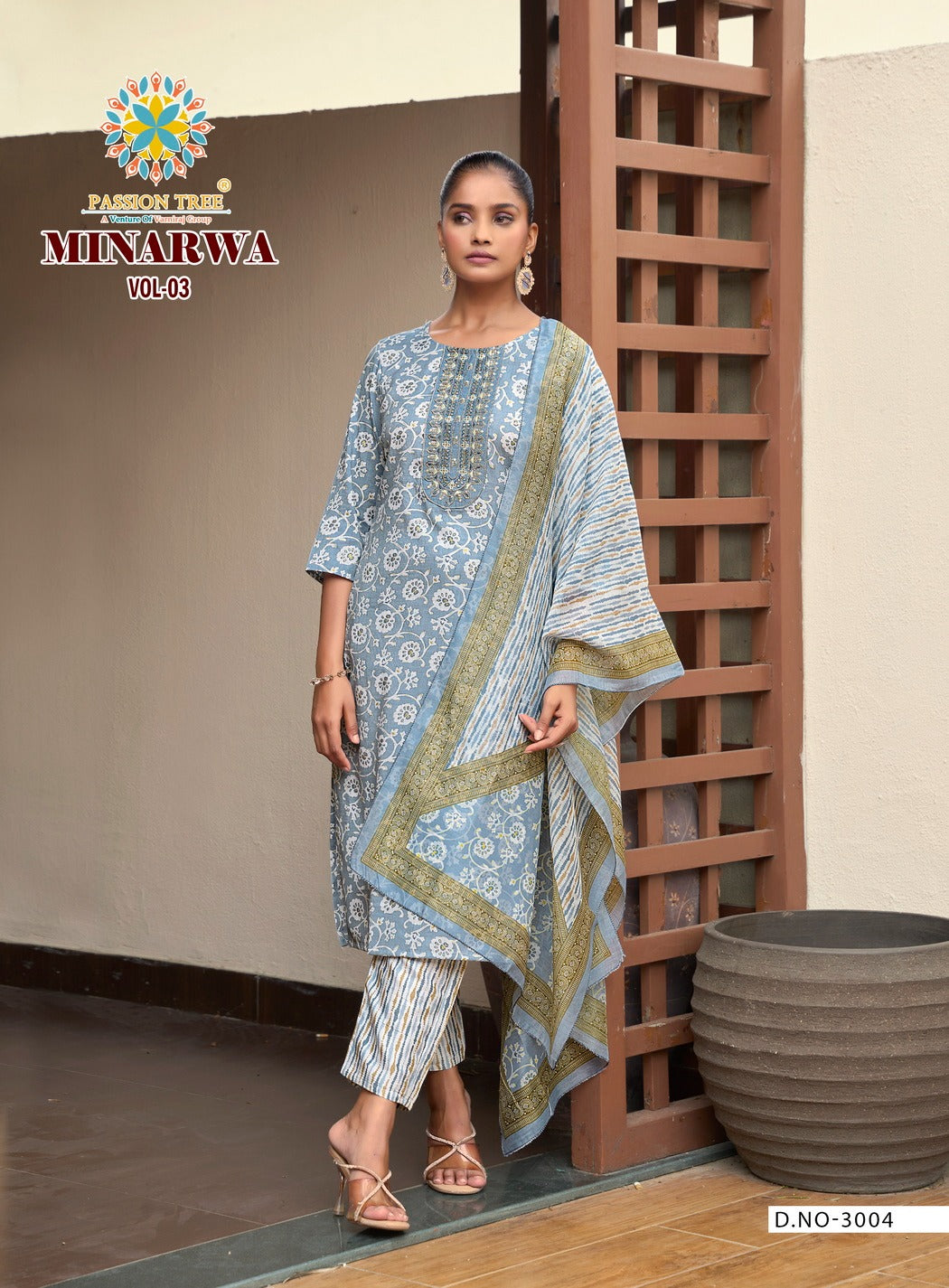 Minarva Vol 3 Passion Tree Capsule Readymade Pant Style Suits Exporter Ahmedabad