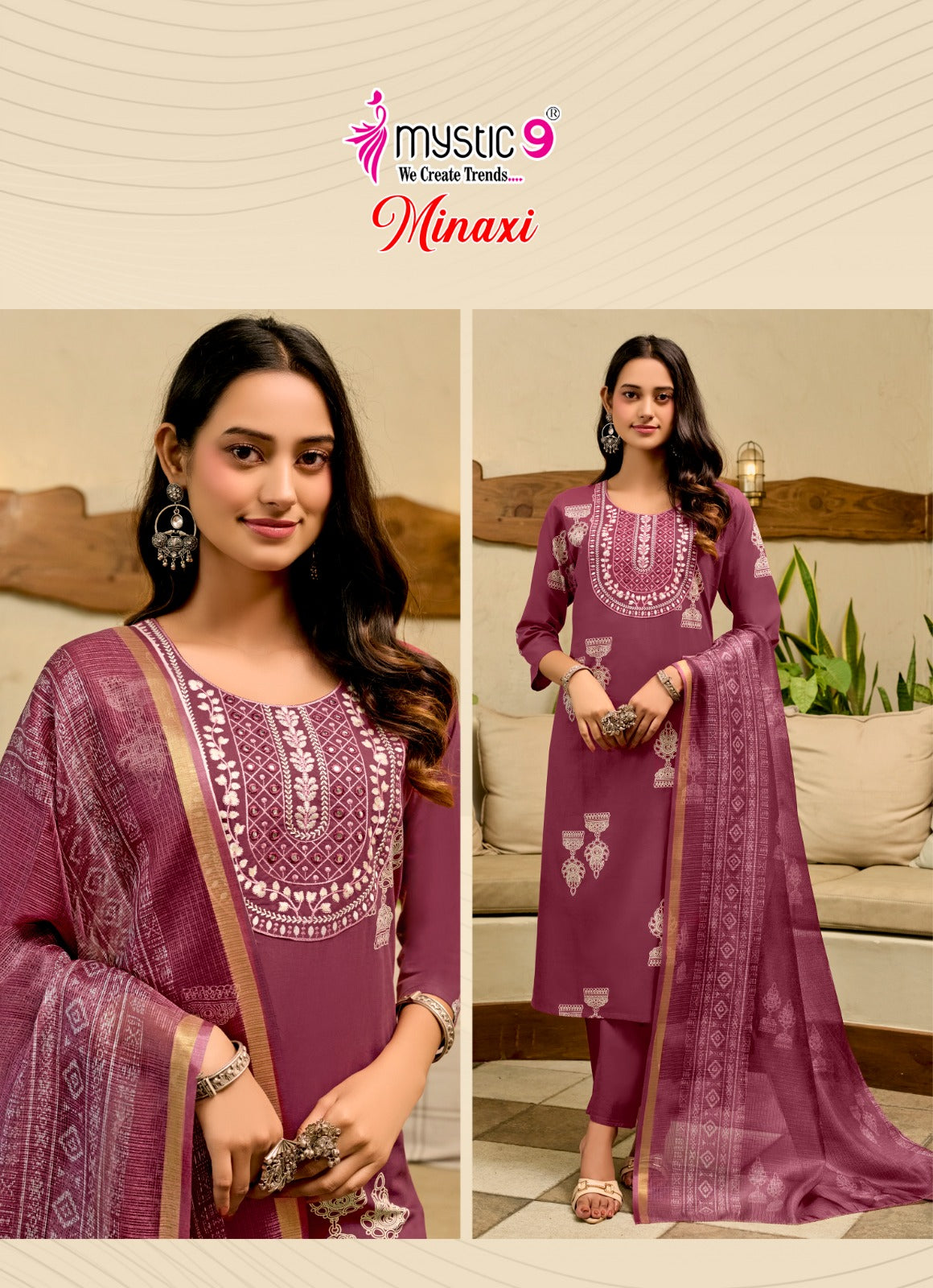 Minaxi Vol 1 Mystic 9 Cotton Dhabu Readymade Pant Style Suits Wholesaler Ahmedabad