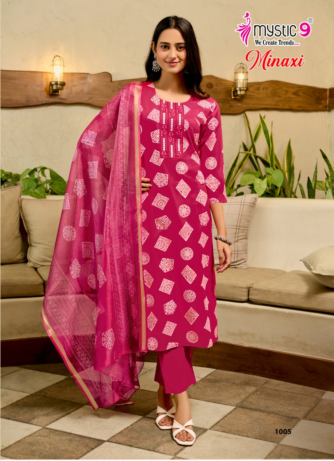 Minaxi Vol 1 Mystic 9 Cotton Dhabu Readymade Pant Style Suits Wholesaler Ahmedabad