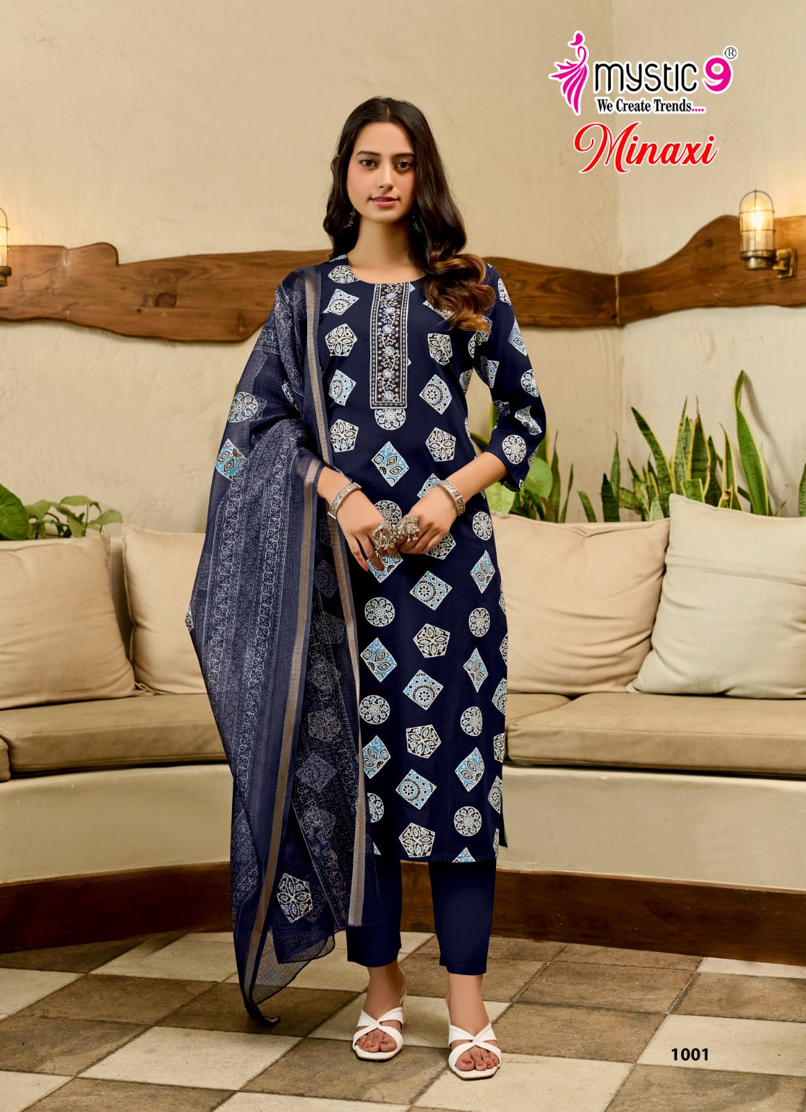 Minaxi Vol 1 Mystic 9 Cotton Dhabu Readymade Pant Style Suits Wholesaler Ahmedabad