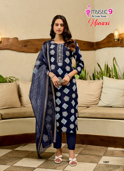 Minaxi Vol 1 Mystic 9 Cotton Dhabu Readymade Pant Style Suits Wholesaler Ahmedabad