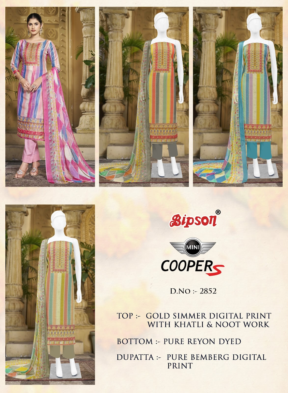 Mini Coopers 2852 Bipson Prints Simmer Salwar Suits Supplier Ahmedabad