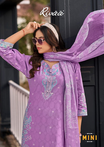 Mini Rivaa Cotton Jacquard Karachi Salwar Suits Wholesale