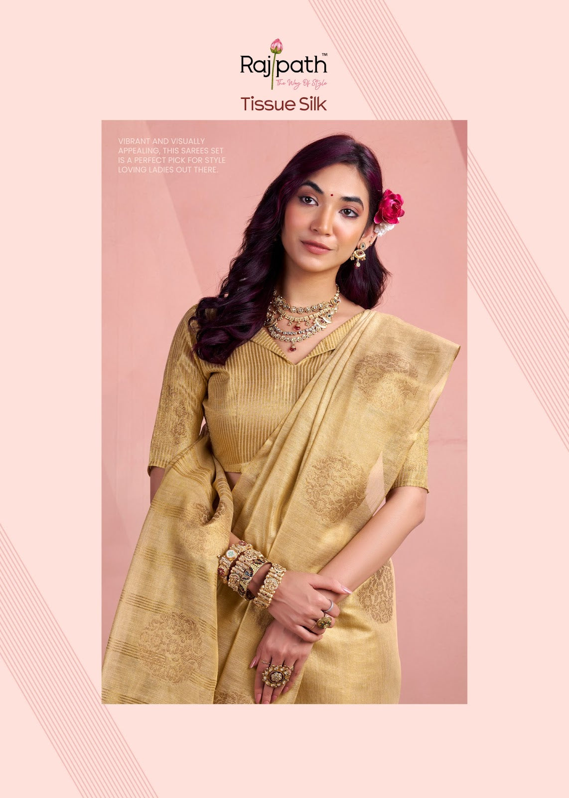 Mini Silk Rajpath Tissue Sarees Manufacturer Ahmedabad