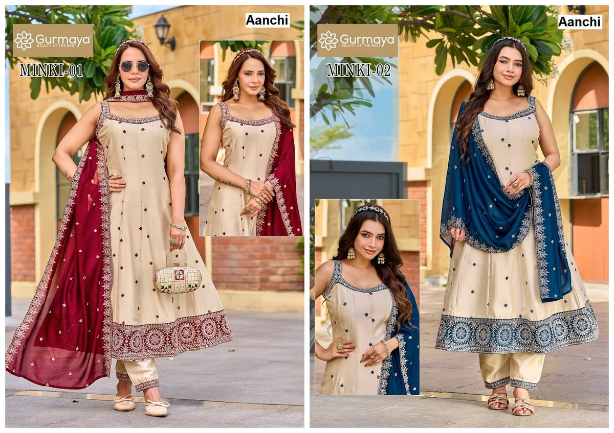 Minki Gurmaya Aanchi Vichitra Silk Readymade Anarkali Suits Manufacturer