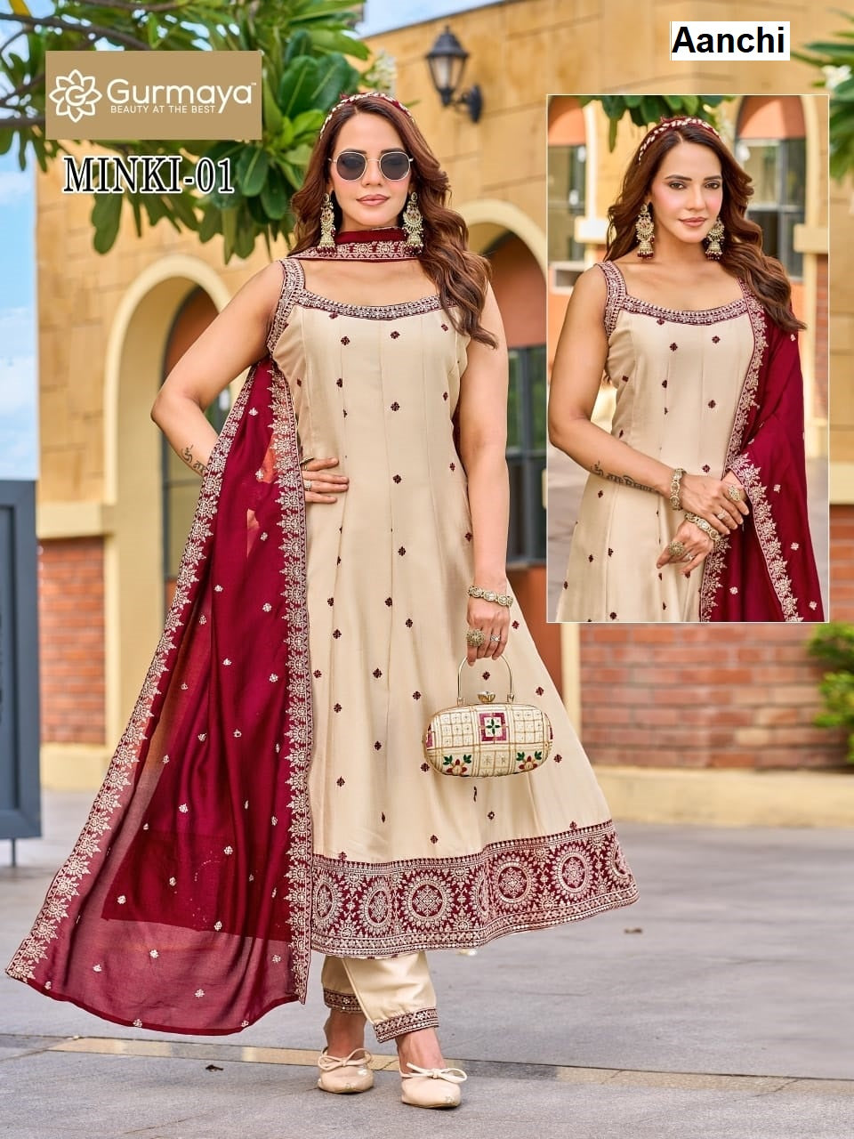 Minki Gurmaya Aanchi Vichitra Silk Readymade Anarkali Suits Manufacturer