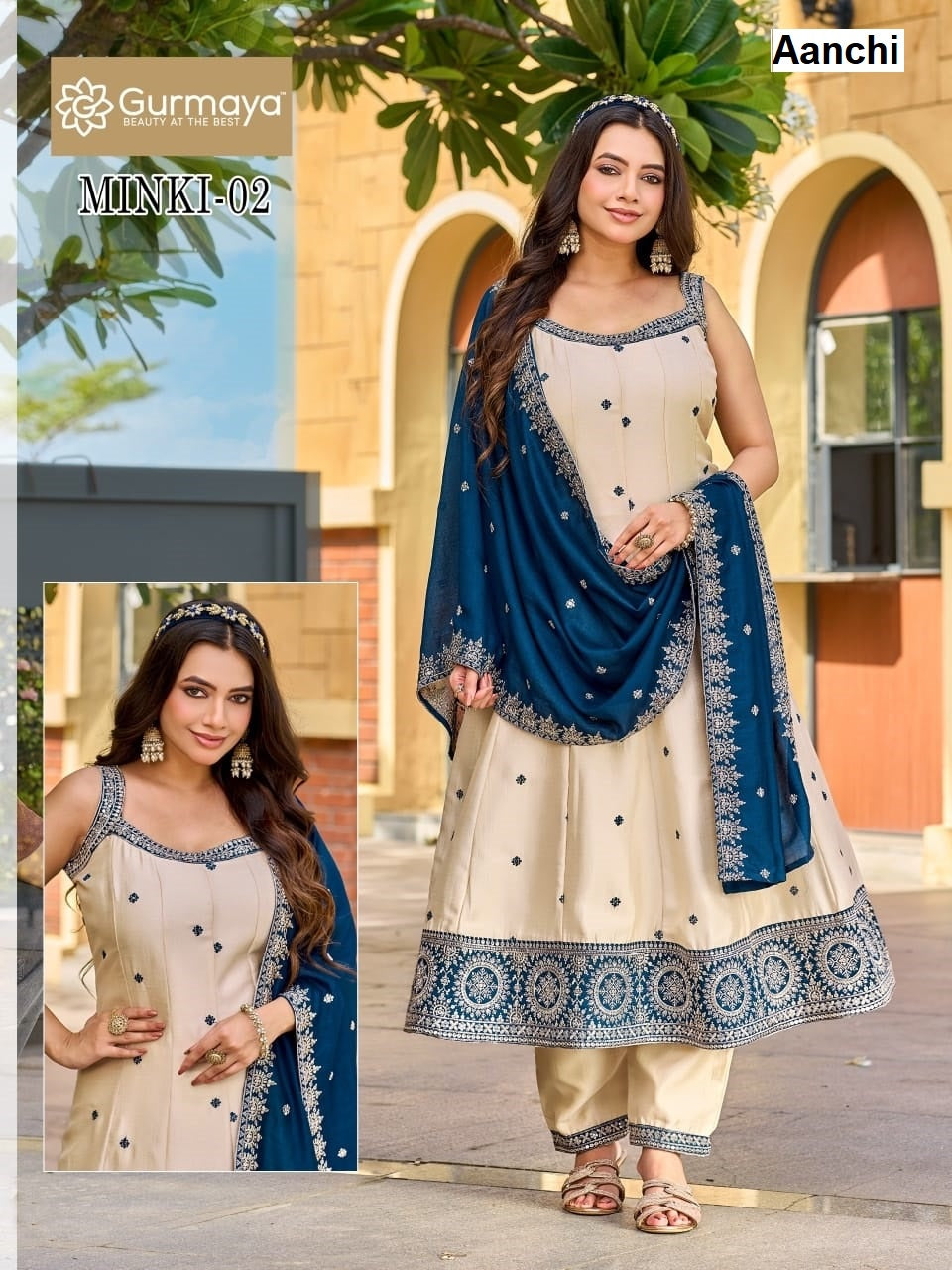 Minki Gurmaya Aanchi Vichitra Silk Readymade Anarkali Suits Manufacturer