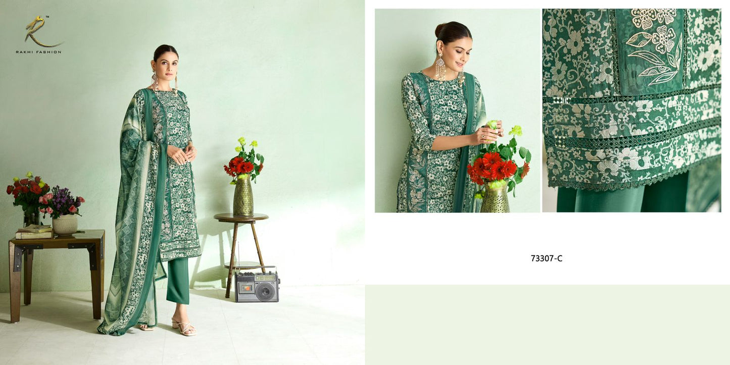 Mint Haze Rakhi Fashion Cotton Pant Style Suits Exporter Gujarat