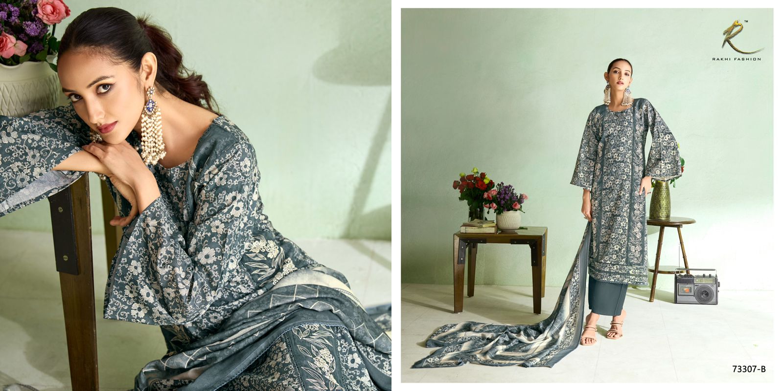Mint Haze Rakhi Fashion Cotton Pant Style Suits Exporter Gujarat