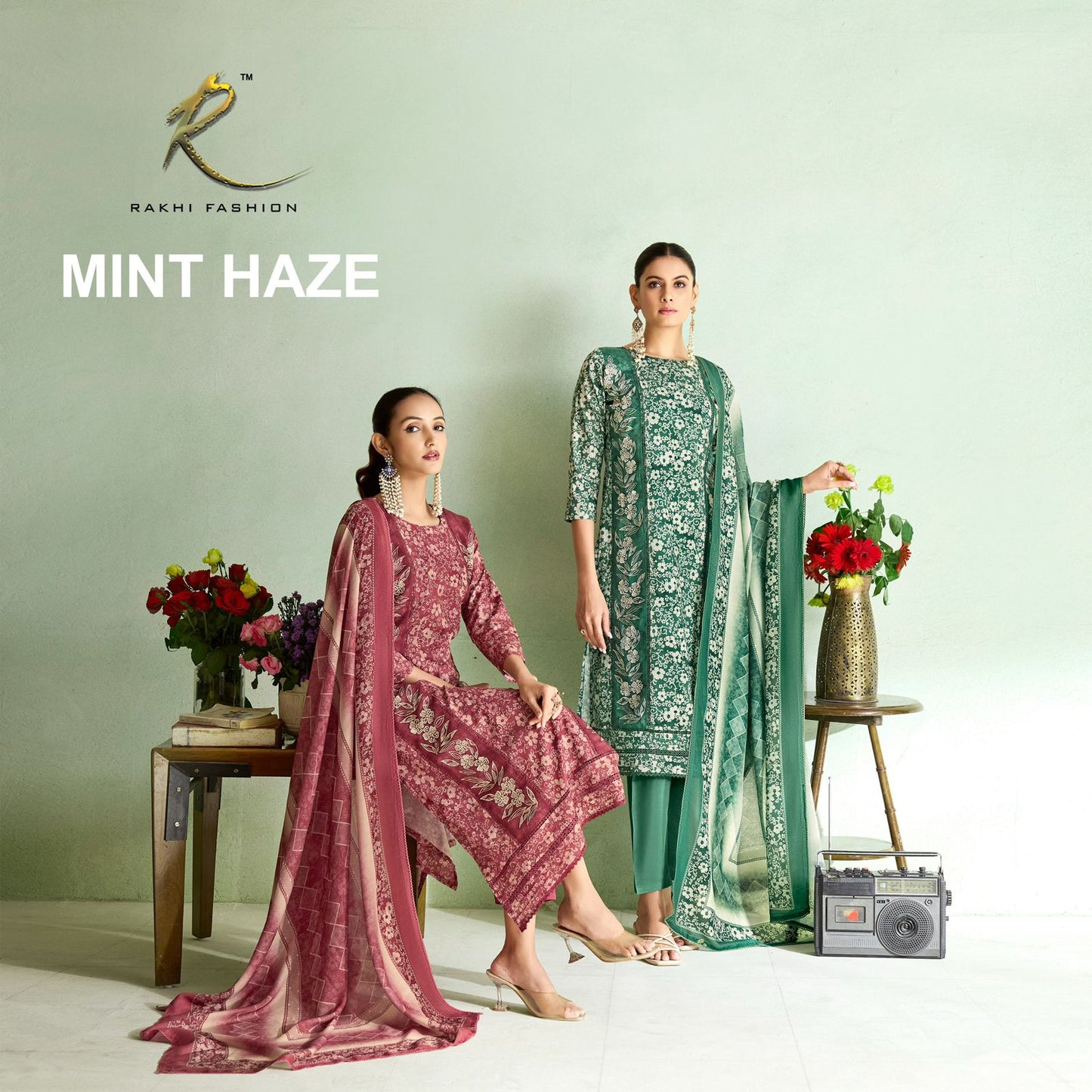Mint Haze Rakhi Fashion Cotton Pant Style Suits Exporter Gujarat