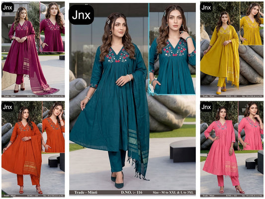 Minti Jnx Dhabu Cotton Readymade Anarkali Suits Wholesale