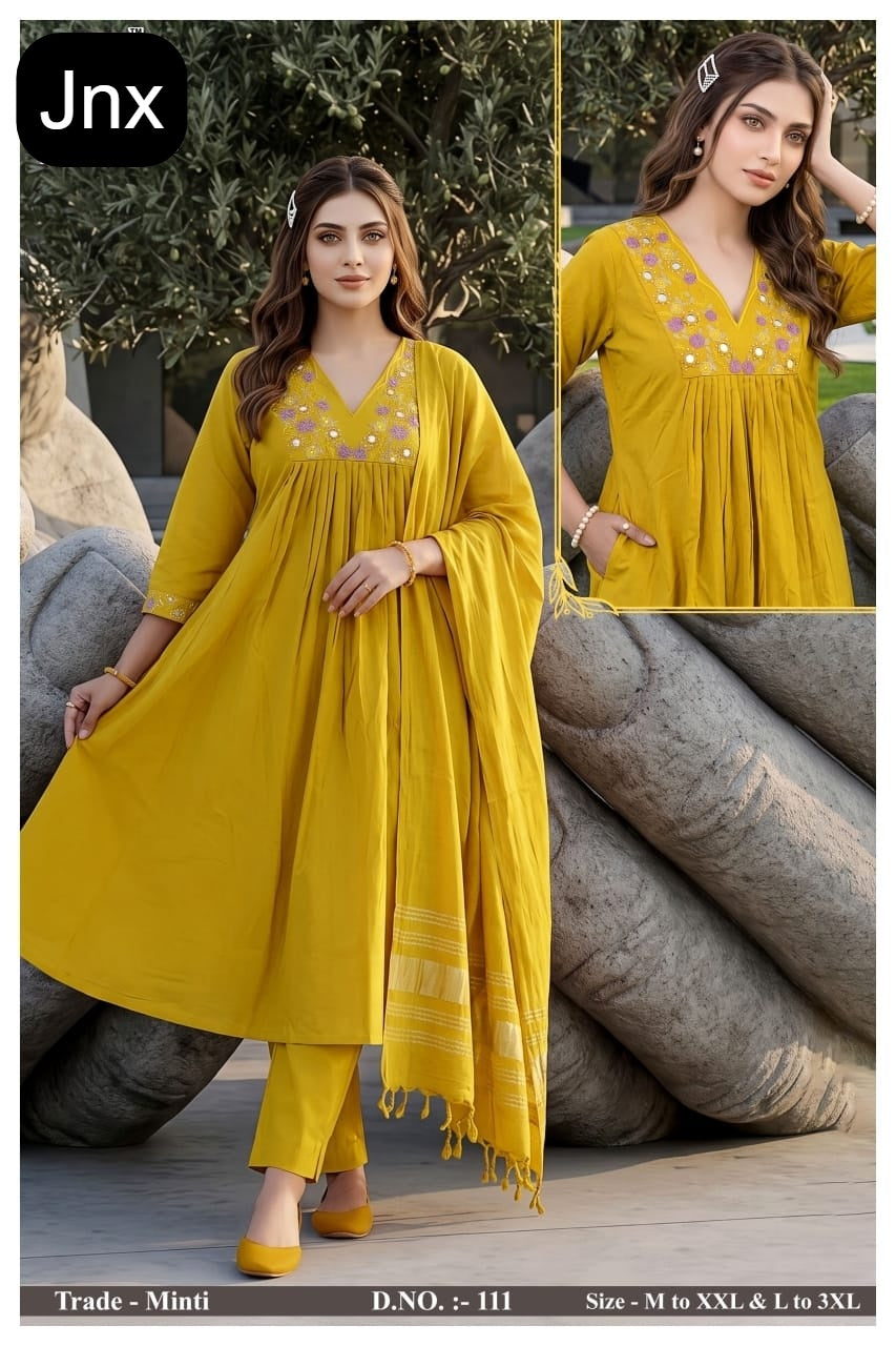Minti Jnx Dhabu Cotton Readymade Anarkali Suits Wholesale