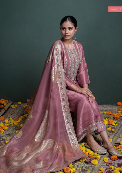 Minza Naariti Tusser Pant Style Suits Manufacturer Gujarat