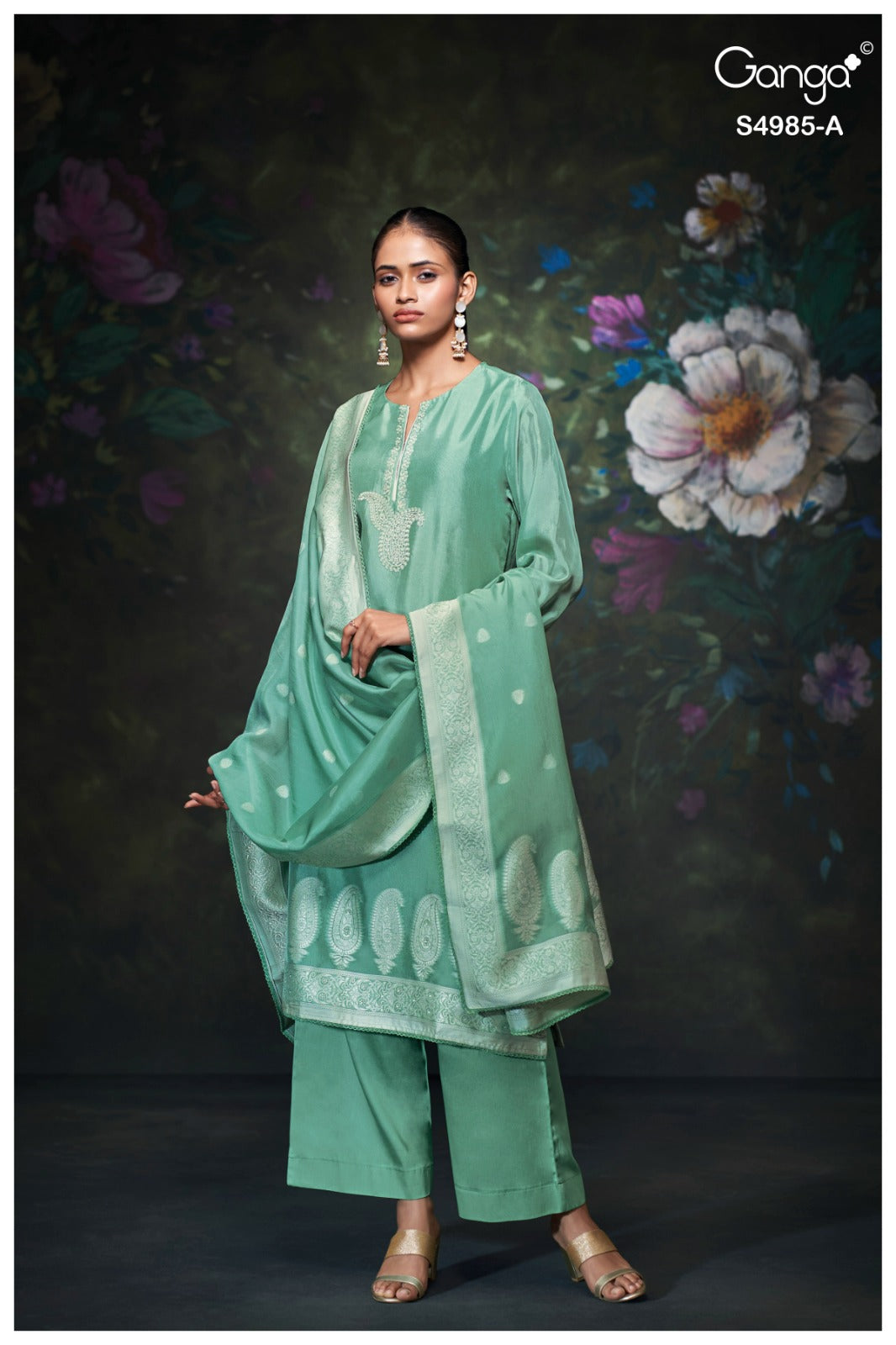 Miorra S4985 Ganga Woven Silk Plazzo Style Suits Supplier India