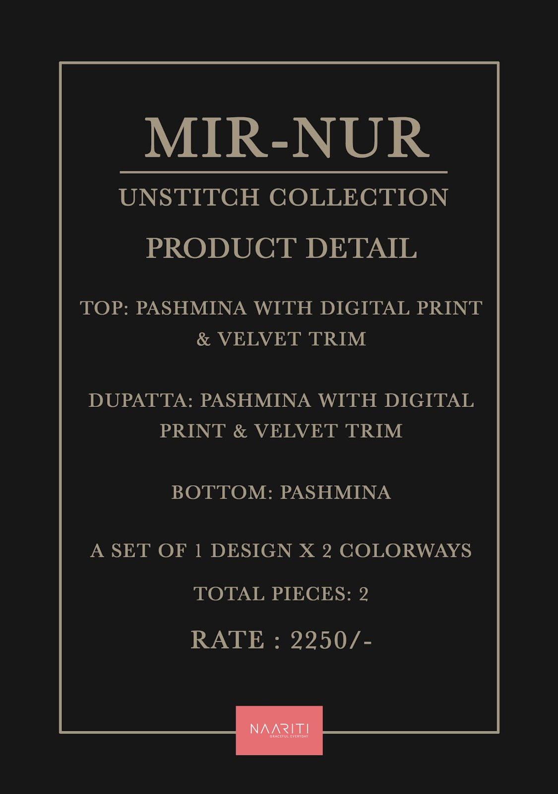 Mir Nur Naariti Pashmina Suits Manufacturer Ahmedabad