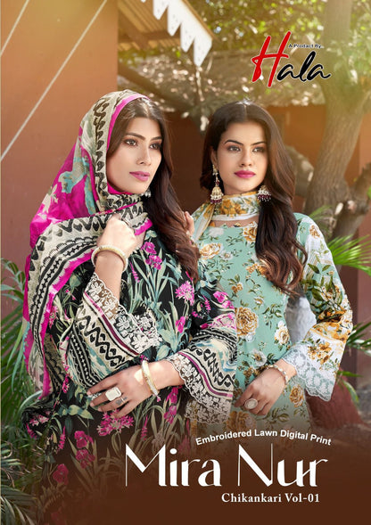 Mira Nur Vol 1 Hala Cotton Karachi Salwar Suits Wholesale Rate