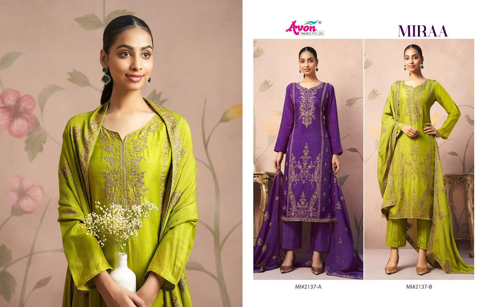 Miraa Avon Trendz Russian Silk Pant Style Suits Manufacturer Gujarat